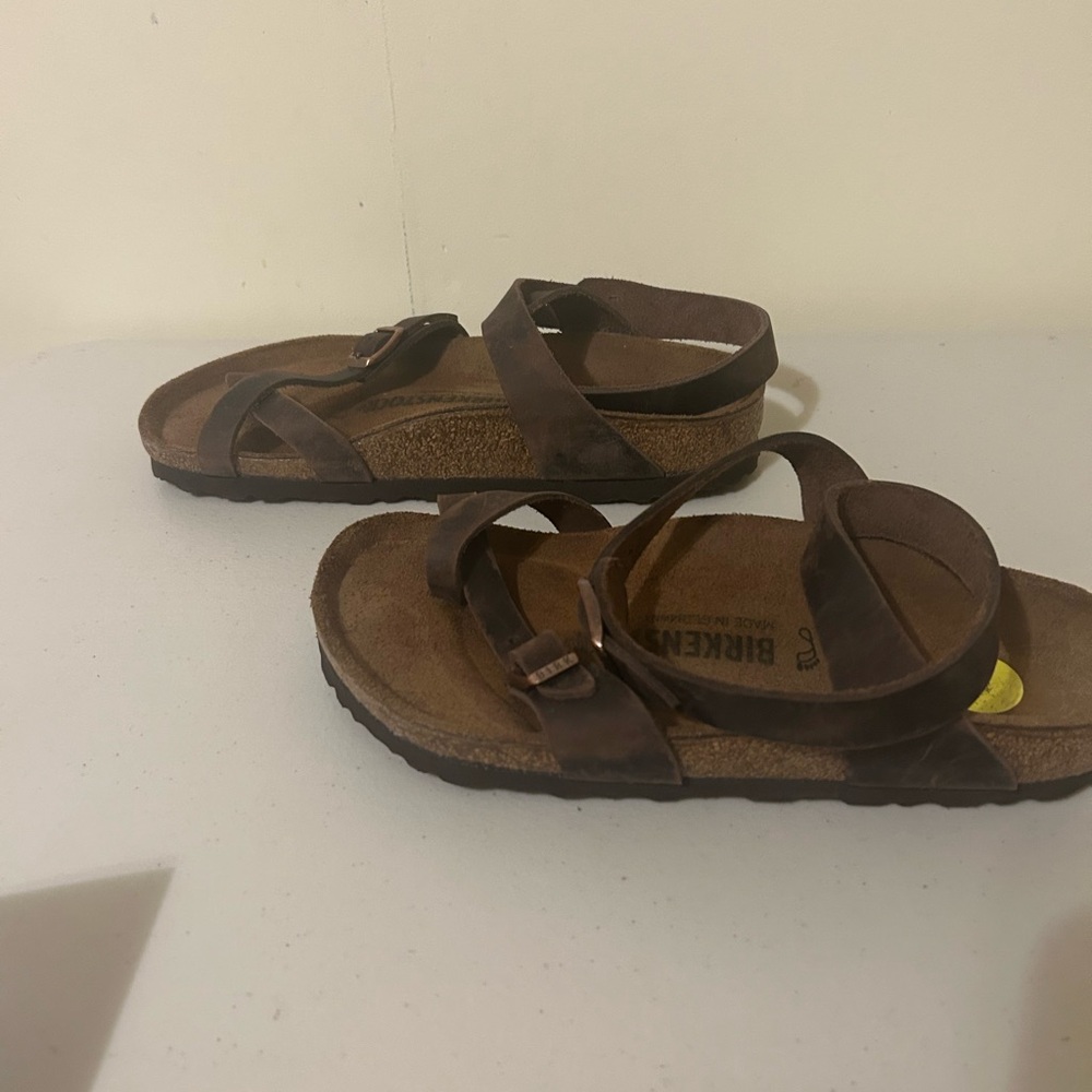 Birkenstock Women’s Birko Flor Sz 5  Brown Strappy Leather Sandals